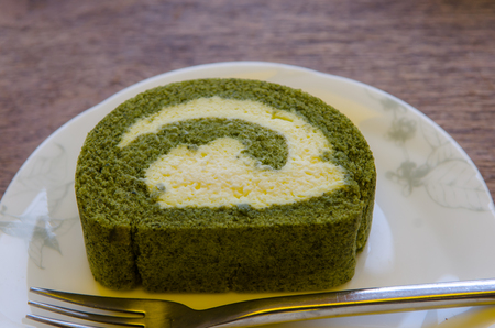 Yam roll on white plate