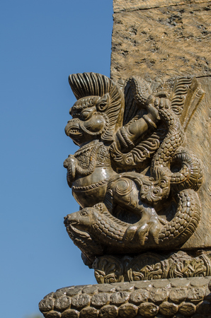 Hindu Garuda, at  Pashupatinath temple, Kathmanduの写真素材