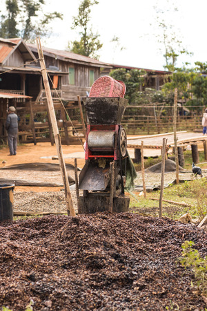 coffee de-pulping machine in Lao pdrの写真素材