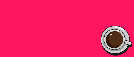 Illustration of a topview of a white cup with coffee on a red background vectorのイラスト素材