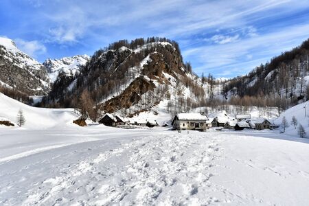 The small village of Crampiolo in the Devero valley.の写真素材