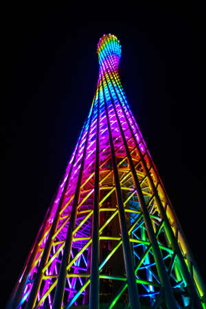 Colorful night light building in Guangzhou ,chinaの写真素材