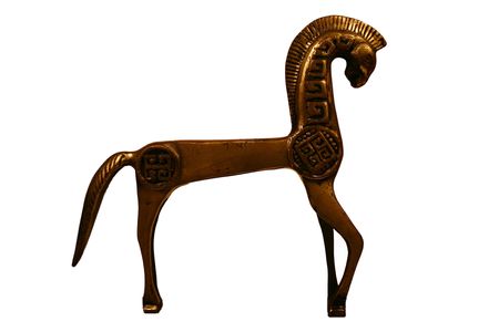 Sculpture of trojan horse made from bronzeの写真素材