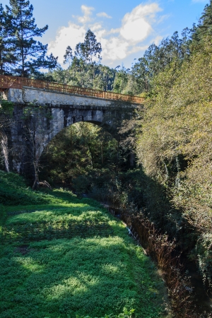 Detail of a stone bridge over a riverの写真素材