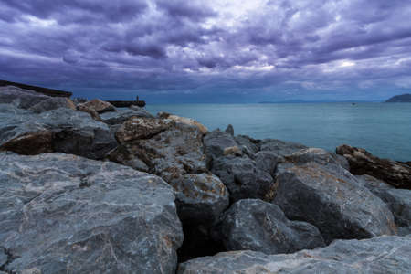 dramatic clouds over sea