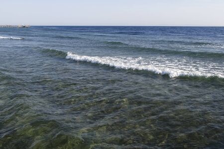 Red sea coast in Sharm El Sheikh, Egypt, Sinai, rough sea Wavesの写真素材