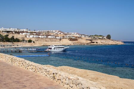 Sharm El Sheikh, Egypt, September 05, 2018.Hotel Domina Coral Bay, sunny beach of a popular Egyptian hotel on the shores of the warm Red Seaのeditorial素材