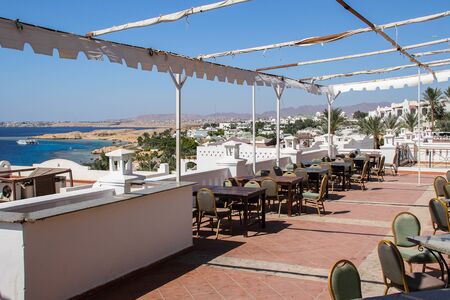 Sharm El Sheikh, Egypt, September 05, 2018. Egyptian cook standing at hotel restaurant at Continental Garden Reef Resort. Egyptian food is a mixture of all the different civilisations that came to Egyptのeditorial素材