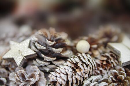 Christmas decoration on abstract background. Blurred background.