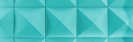 3D decorative wall for the interior of a square geometric shape. Abstract texture of turquoise color.の写真素材