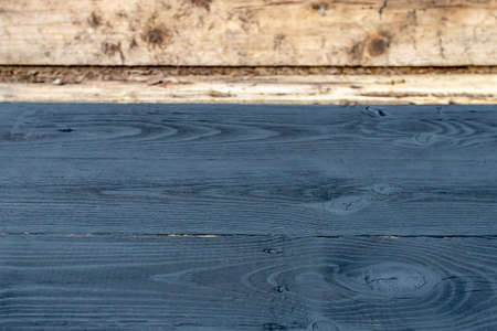 Vintage wood background black texture old plank. dark wooden surfaceの写真素材