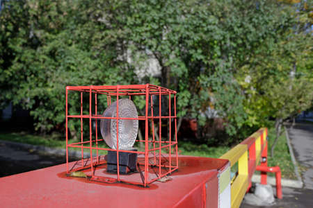 Close up of automatic boom barrier gate entranceの写真素材