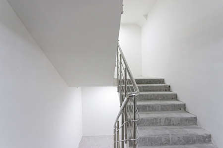 Empty stairs. Precast concrete staircase. Flight of stairs.の写真素材