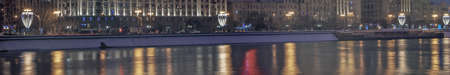 City embankment at night with lighting. Illumination near the Moscow river.の写真素材