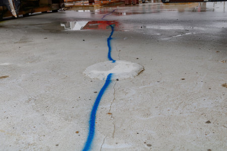 Cement floor at construction site. Abstract grungy gray floor interior backdrop for design art work.の写真素材