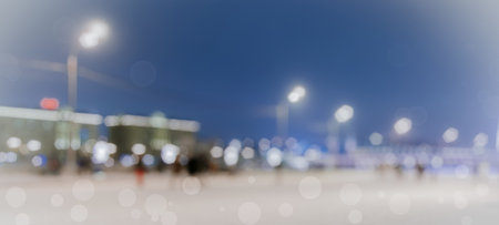 Night view with bokeh on the city lights. Abstract background of city at night. Blurred bokeh city lights backgroundの写真素材