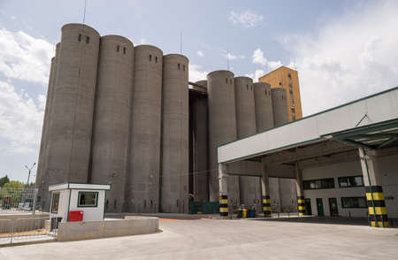 Beer processing and storage silos towers are seen in the Molson Coors Kamenitza brewery factory, April 28, 2015, near the city of Haskovo, Bulgaria.のeditorial素材