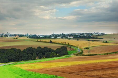 Landscape and little townの写真素材