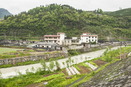 Mountain hilltop view canalの写真素材