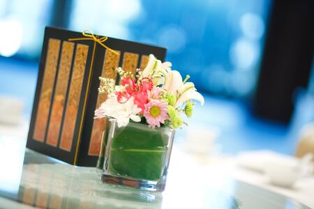 table top decoration ceremony fine diningの写真素材