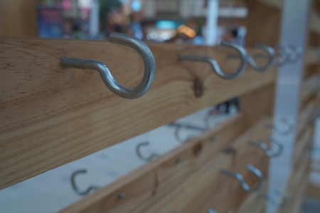hook iron holder key wooden wood standの写真素材