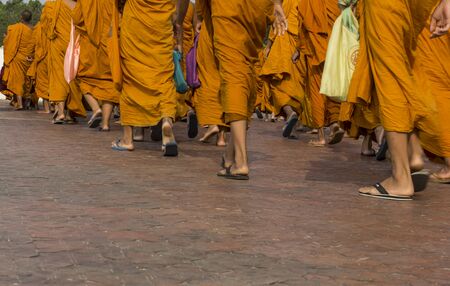 monk group walking Buddha Buddhistの写真素材