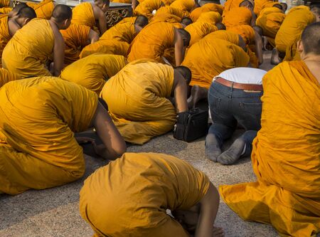 monk group walking Buddha Buddhistの写真素材