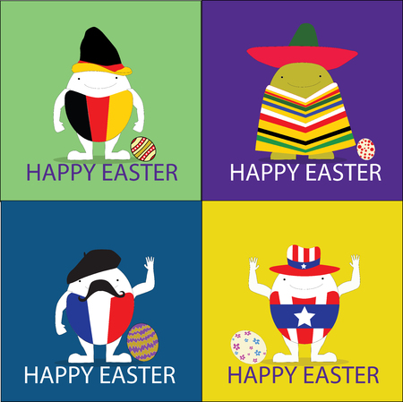 happy easter vector illustrator illustration eggs conceptのイラスト素材