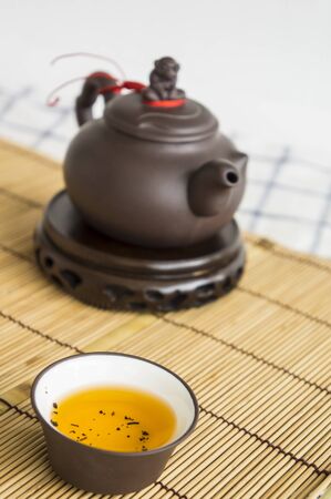tea teapot cup Chinese style pottery clay Oolong chaの写真素材