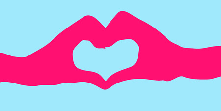 love hand sign heart couple wife girlfriendのイラスト素材