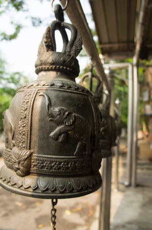 bell engraves elephant temple iron metalの写真素材