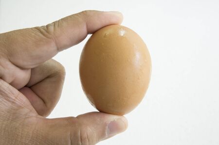 egg hand hold one human thumb indexの写真素材