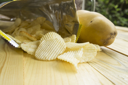 potato chip fat cholesterol salted junk fast foodの写真素材