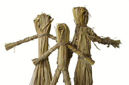human family figure made from hayの写真素材