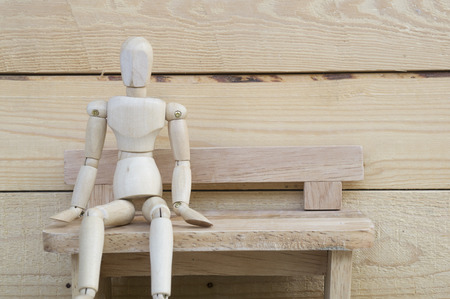dummy wood man acting alone woodenの写真素材