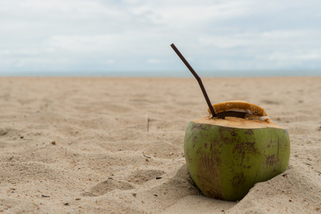 coconut drink relax rest holiday beach sandの写真素材