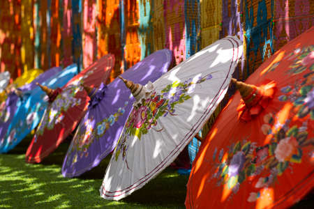 Colorful of Paper Parasols,Paper Umbrella Backgrounds & Texturesの写真素材