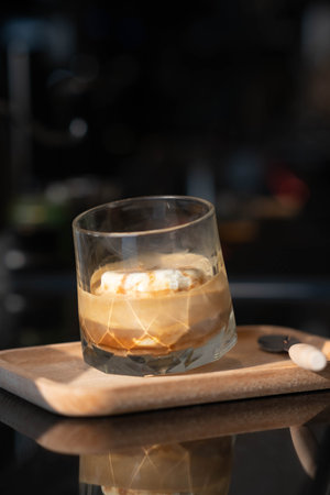 The Affogato Coffee made by Vanilla ice cream and on top with Espresso Shotの写真素材