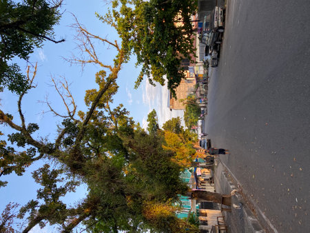 Narrow street in the old town of Nicosia, Cyprusの写真素材