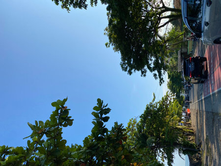 The streets of the city of Genoa in Liguria in Italyの写真素材