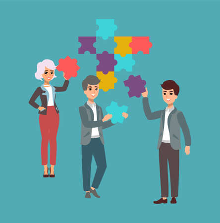 cartoon characters. Team building. Leadership Management Successful teamのイラスト素材