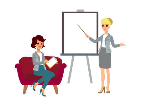 Animate character. Female personage constructor. Different woman postures. Vector personage.のイラスト素材