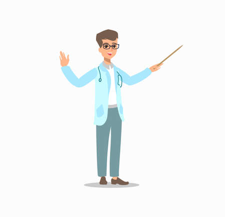 Funny character design. Cartoon illustration. Healthcare concept creator. male medic personage.のイラスト素材
