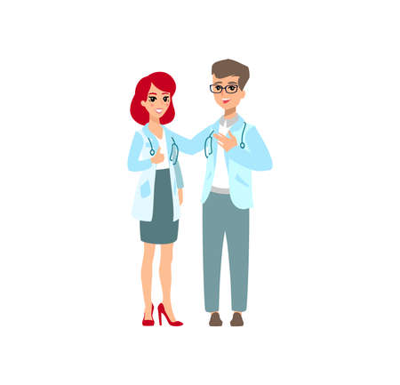 Funny character design. Cartoon illustration. Healthcare concept creator. Female medic personage.のイラスト素材