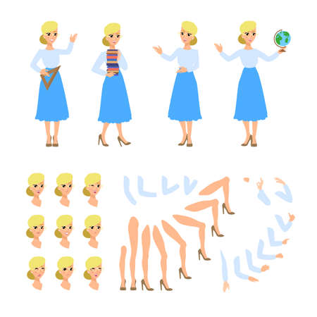 flat cadtoon character. Set of fun vector cartoon person. Isolated on white background.のイラスト素材