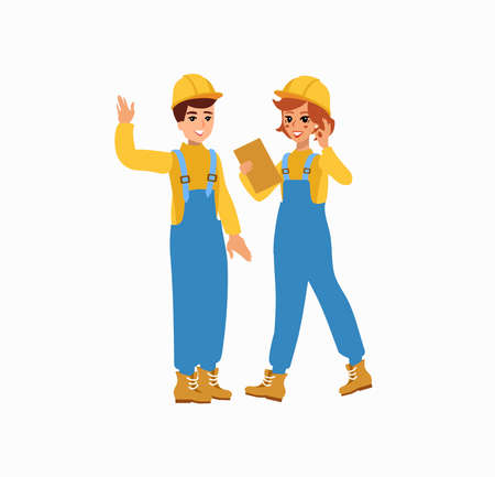 worker character vector design. Animate personage. Fun cartoon person. Isolated on white background.のイラスト素材