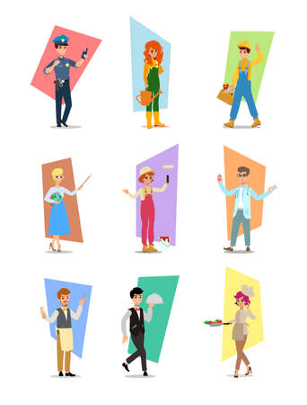 cartoon flat-style vector illustration. Set of vector flat design illustrations isolated on white background.のイラスト素材