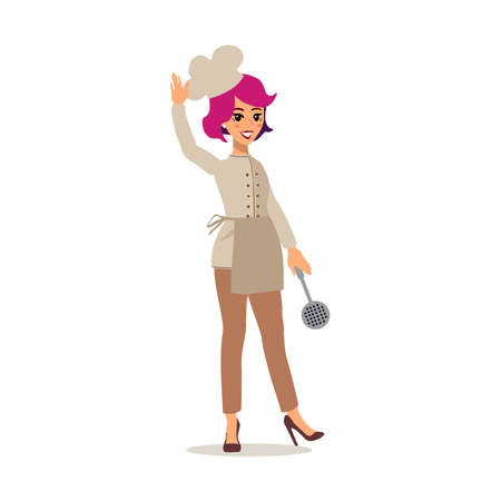 Cook female character vector design. Animate personage. Set of fun cartoon person.のイラスト素材