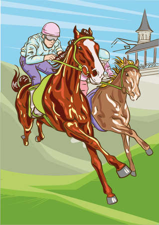 Horse racing competition. Vector illustration.のイラスト素材