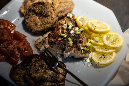 Blackened Red Fish with Fried Green Tomatoes